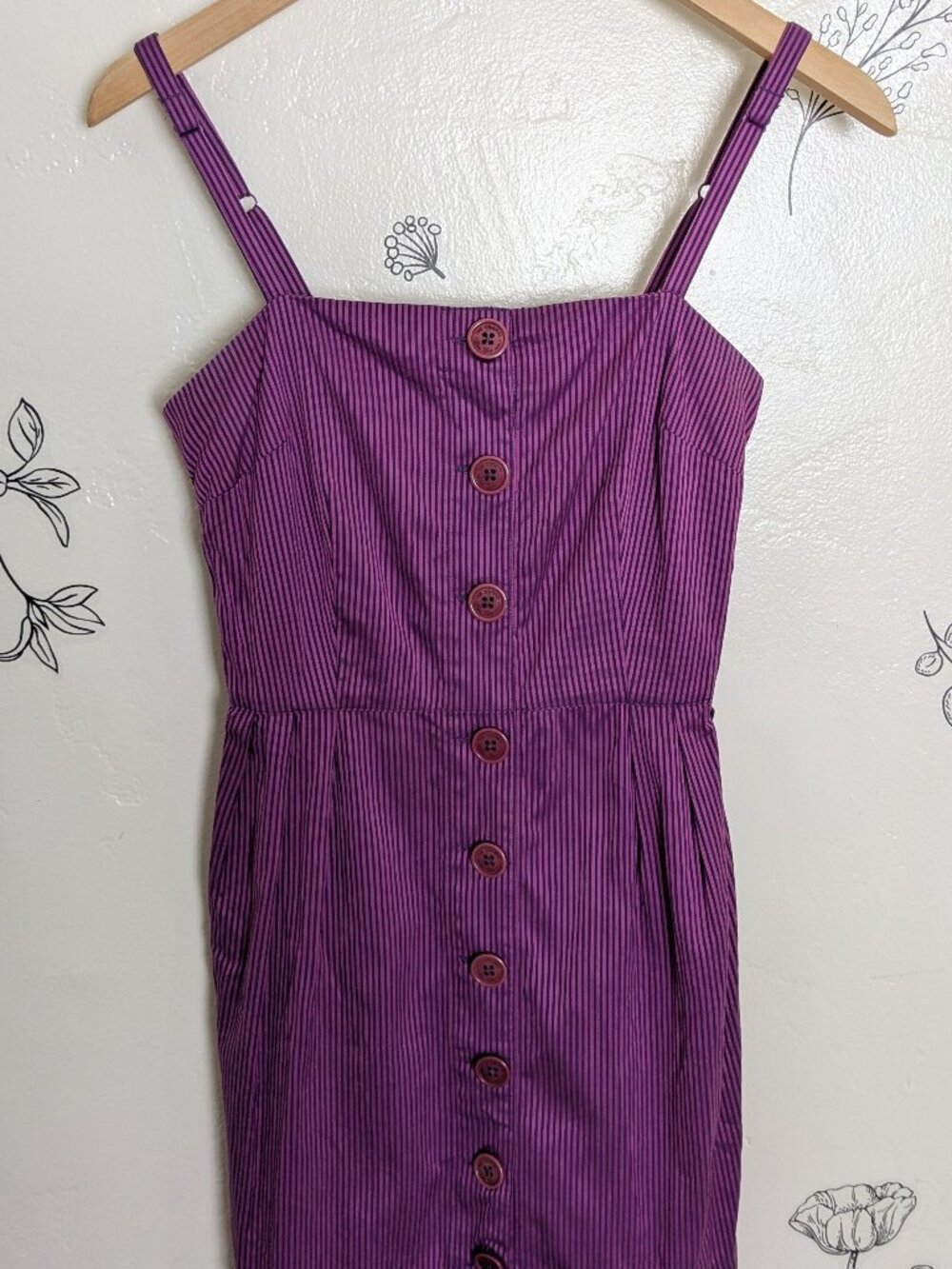 Ben Sherman XS Vintage Purple and Pink Pinstripe Dress